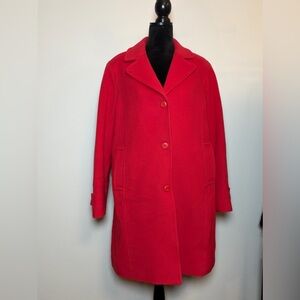 L.L. Bean Red Wool Coat Bellandi Made in Italy Thinsulate Insulated 16 Reg